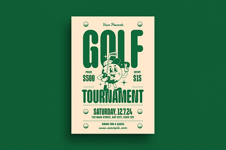 Retro Trendy Golf Tournament Flyer, a Flyer Template by Guuver