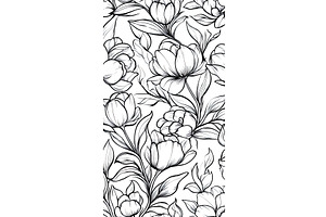 Elegant black and white floral, an Illustration by Lermont51