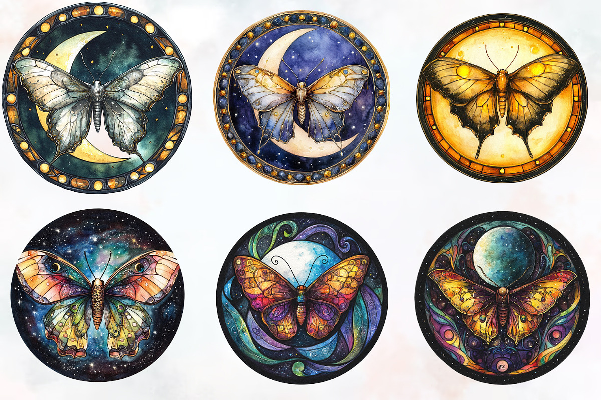 Lunar Moth Stained Glass Clipart, an Illustration by RobertsArt (Photo 3 of 7)