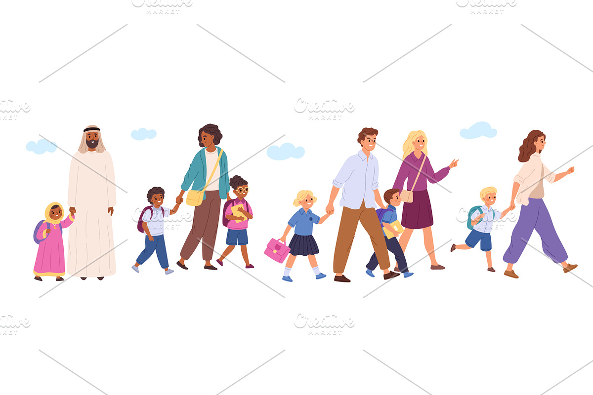 Parents with children coming, an Object Illustration by YummyBuum