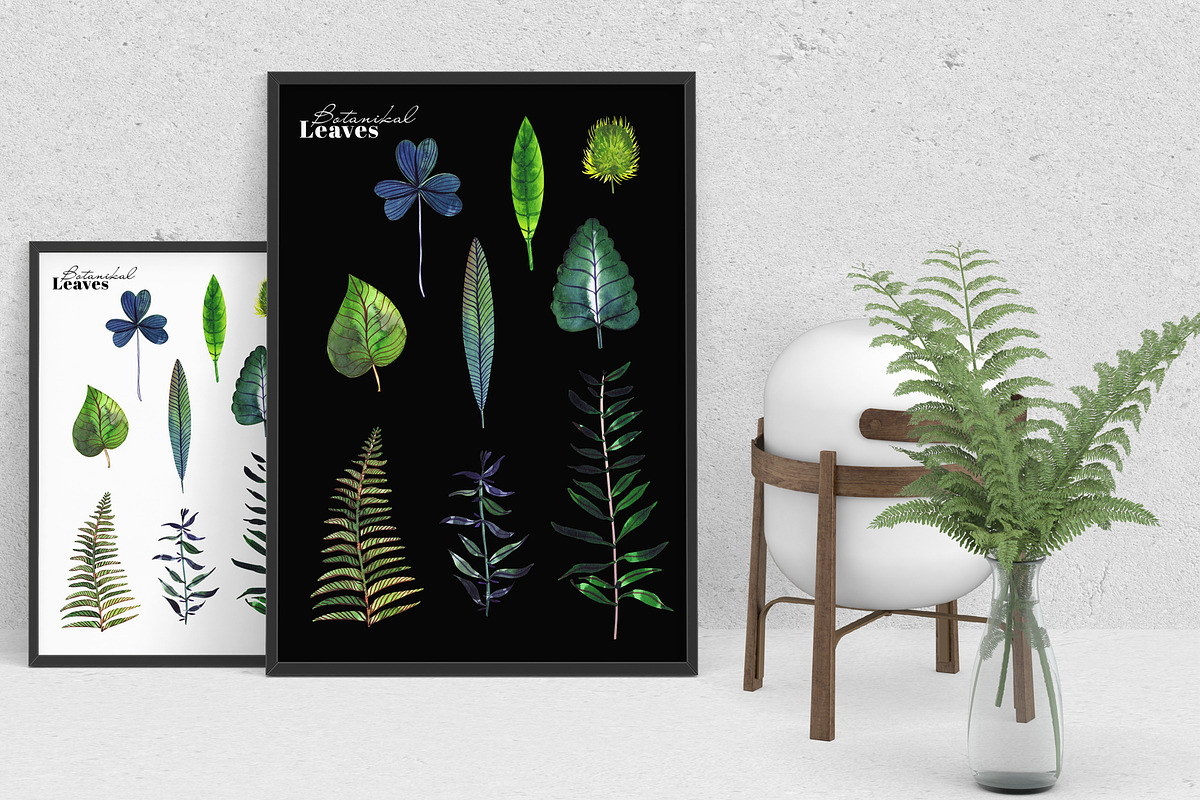 Botanical watercolor leaves set, a Decorative Illustration by Art AleshkaK (Photo 7 of 10)