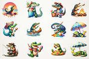 Summer Crocodile Character Clipart, an Illustration by RobertsArt (Thumbnail 5 of 7)
