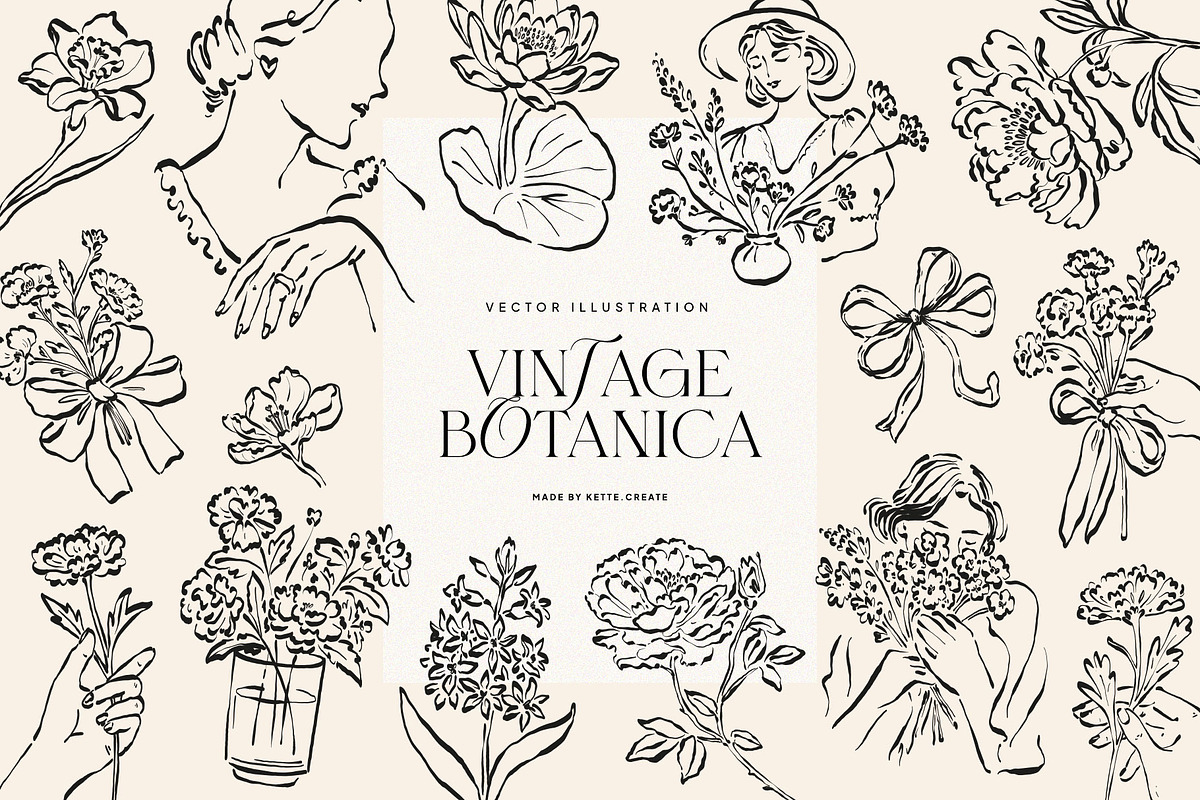 Vintage Botanica | Illustration Kit, an Object Illustration by KetteCreate (Photo 1 of 13)
