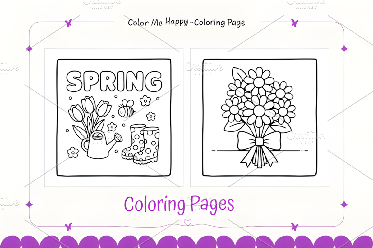 BOLD and EASY SPRING COLORING BOOK, a Decorative Illustration by Ink ...