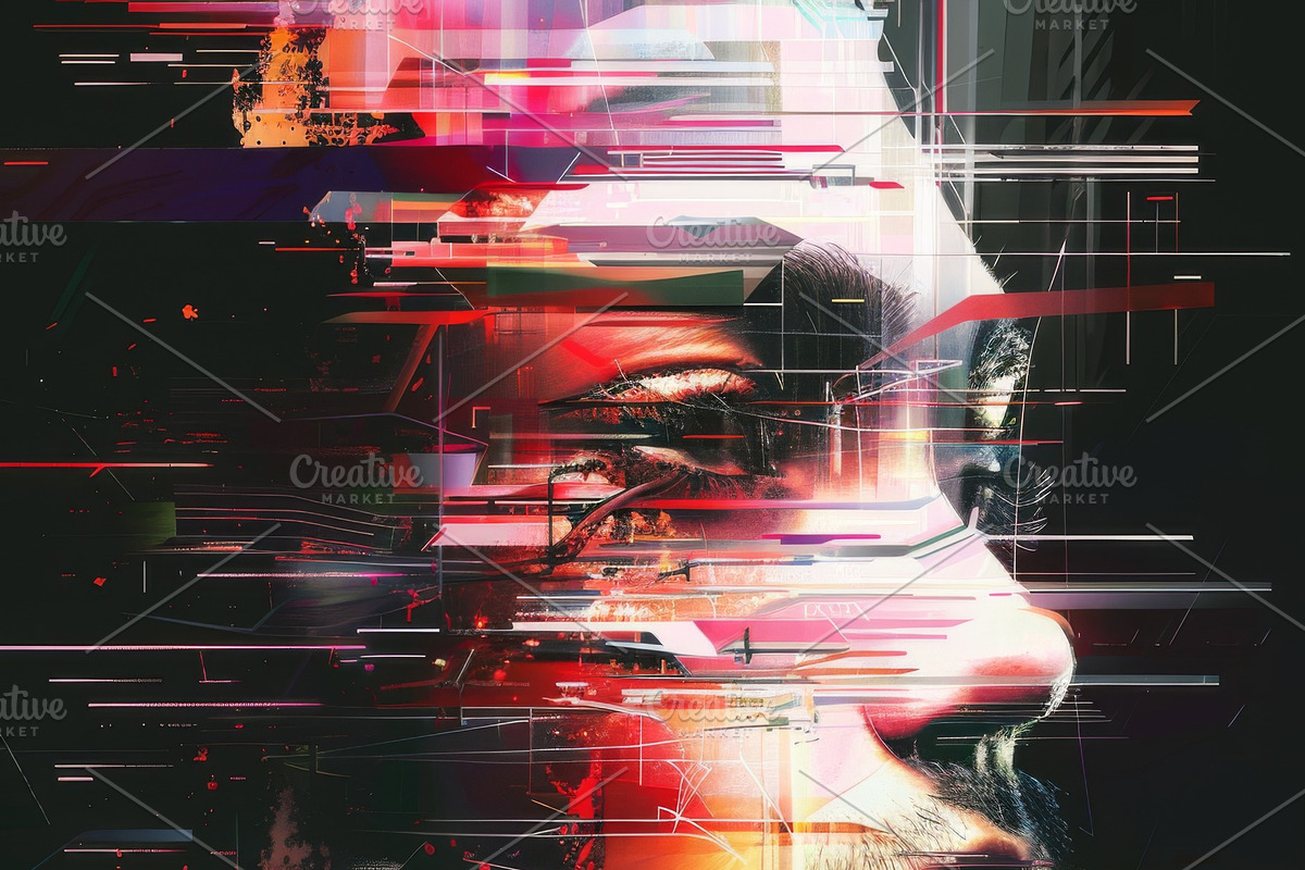 90 Glitch faces, a Person Illustration by Handmadefont (Photo 46 of 94)