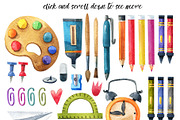 Back to school-watercolor set, an Education Illustration by KatBranchArt (Thumbnail 2 of 5)
