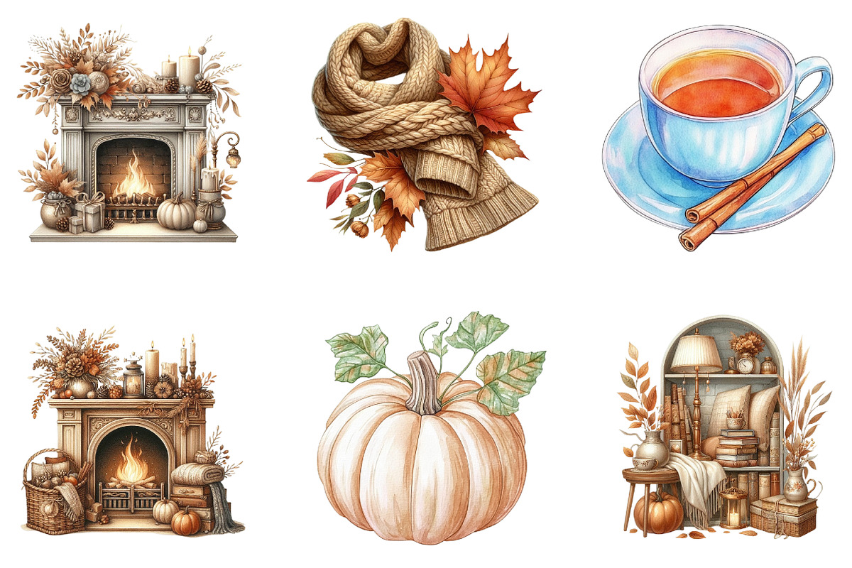 Cozy Beige AutumnFall Clipart, an Illustration by cherrydesign (Photo 3 of 3)