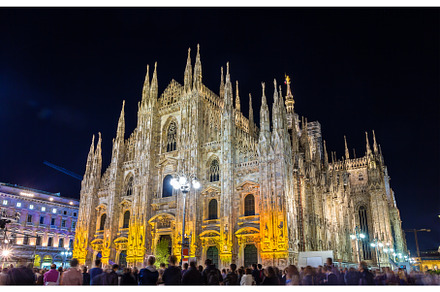 Night view of Milan Cathedral, an Architecture Photo by Leonid Andronov
