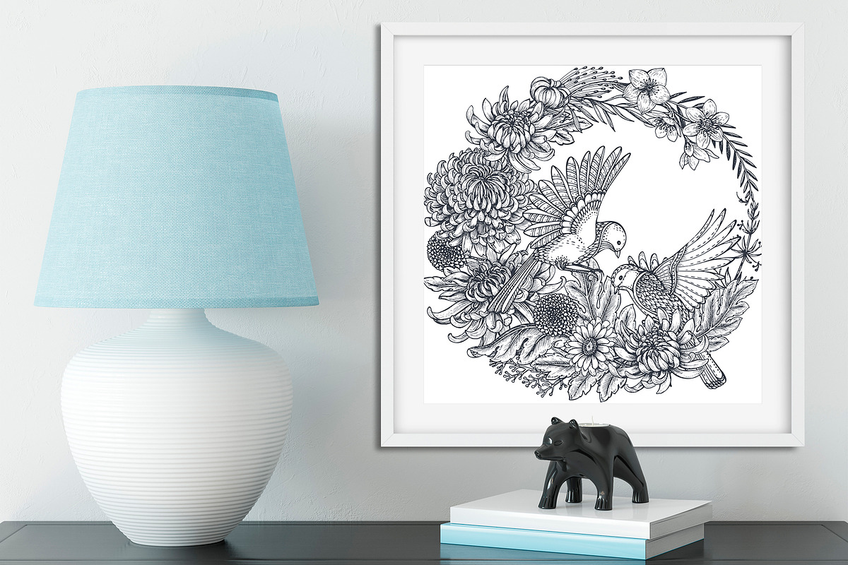 Chrysanthemum vector set, a Decorative Illustration by Molly art (Photo 9 of 11)