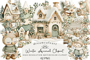 Cozy Cottagecore Winter Animal Clipa, an Illustration by DreamCafeArt (Thumbnail 1 of 6)