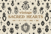 Vintage Sacred Hearts Bundle, an Object Graphic by Annie Konst (Thumbnail 1 of 15)
