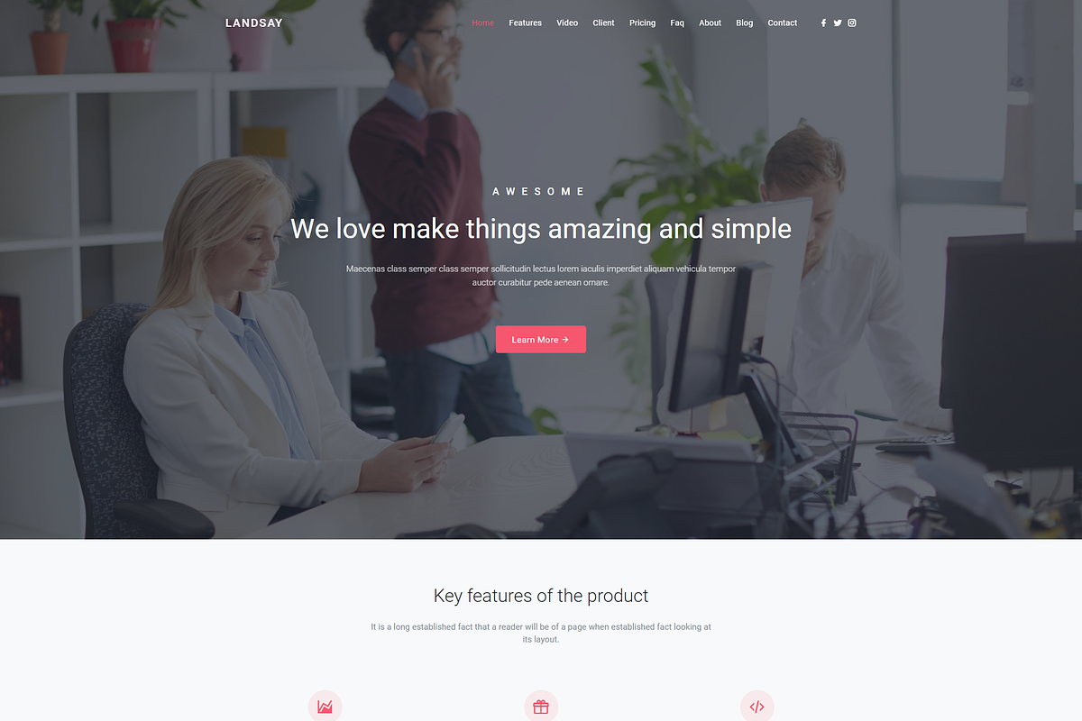 Landsay - Landing Page Template, a Bootstrap Template by Pichforest Studio (Photo 1 of 5)
