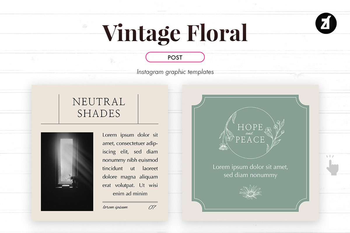 Vintage floral social media template, a Social Media Template by Chanut is industries (Photo 4 of 11)