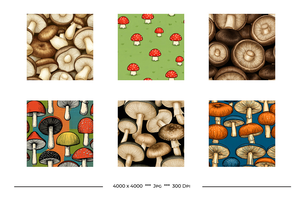 Mushroom Retro Art Patterns, a Pattern Graphic by karenfoleyphoto (Photo 11 of 13)
