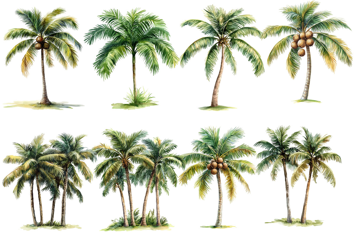 Watercolor Tropical Palm Trees, an Illustration by Designworld (Photo 3 of 6)