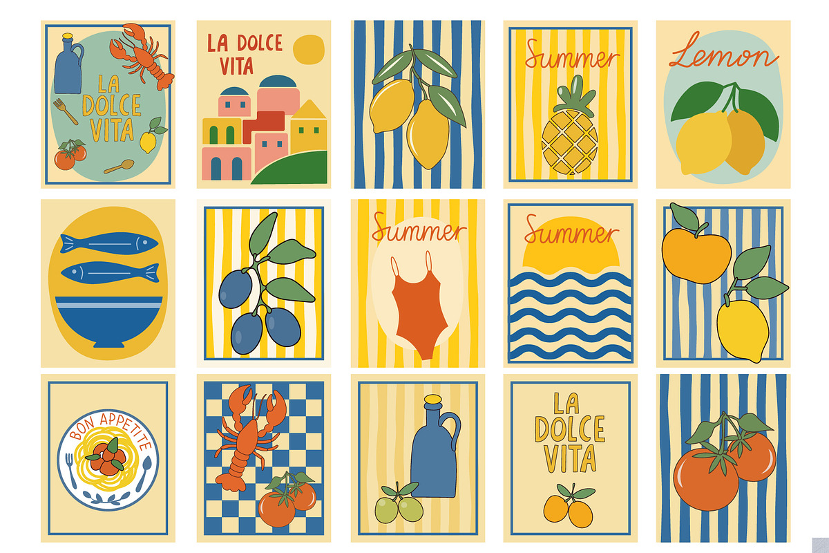 Food Mediterranean Retro Poster, an Illustration by Imaginary Party (Photo 2 of 9)