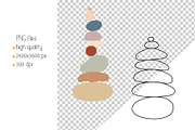 Zen Stones cairns vector clipart, a Decorative Illustration by Contes_de_fée (Thumbnail 4 of 4)