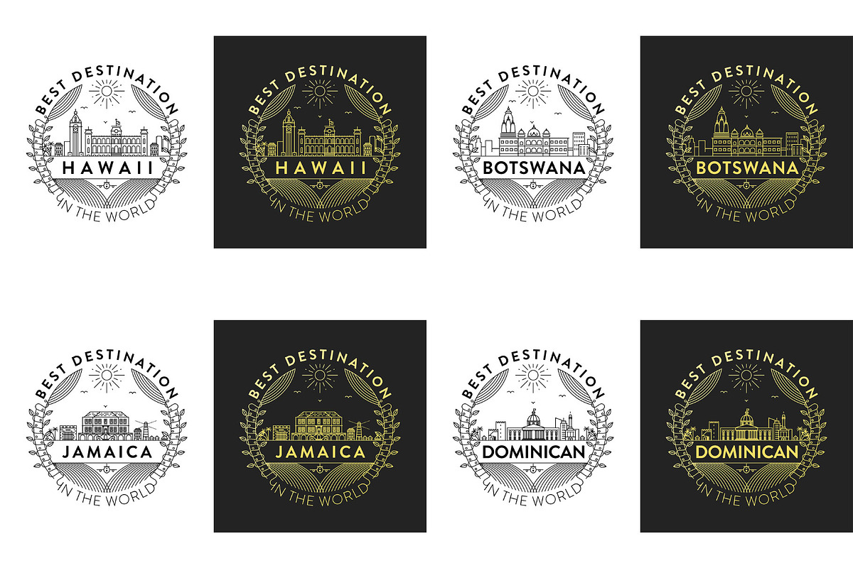 44 Linear City Badges, an Outline Icon by Kursat Unsal (Photo 19 of 25)