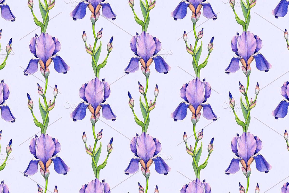 Watercolor iris flowers kit, a Texture Illustration by Sundra (Photo 5 of 9)