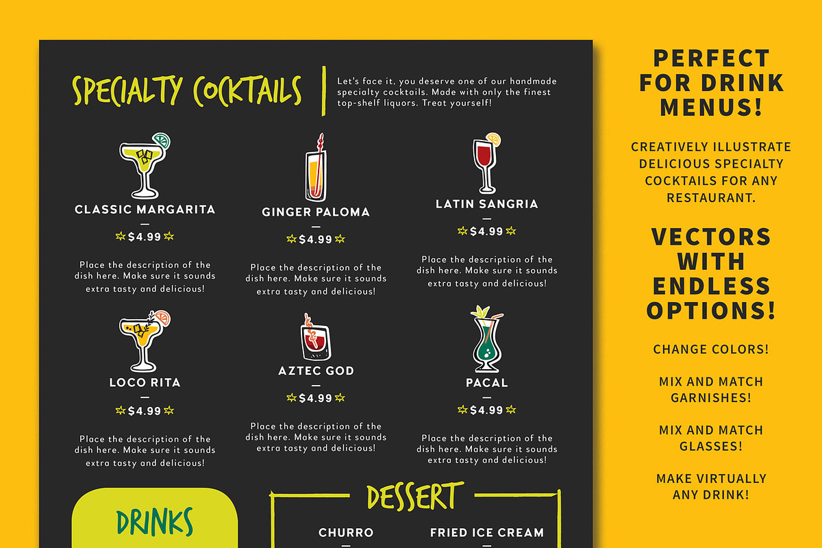 Build-A-Cocktail Vector Pack, a Food Illustration by Hues of Hodges