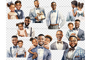 Fathers Day Clipart Set | Black Man, a Seasonal Illustration by GlamArtZhanna (Thumbnail 4 of 4)