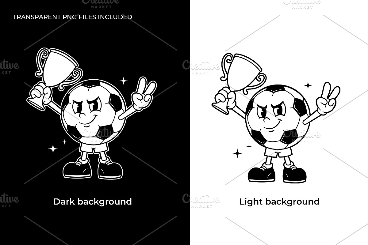 Vintage Soccer Ball Mascot, a Sport Illustration by Vector Kitchen by Zoljo (Photo 2 of 3)