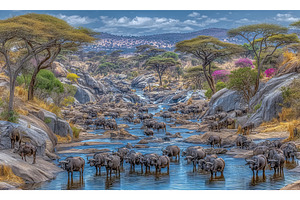 A sizable group of Cape Buffalo, an Animal Photo by ZinetroN