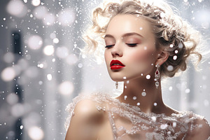 Festive Glamour and Beautiful Woman in Winter, a Holiday Photo by Iconogenic