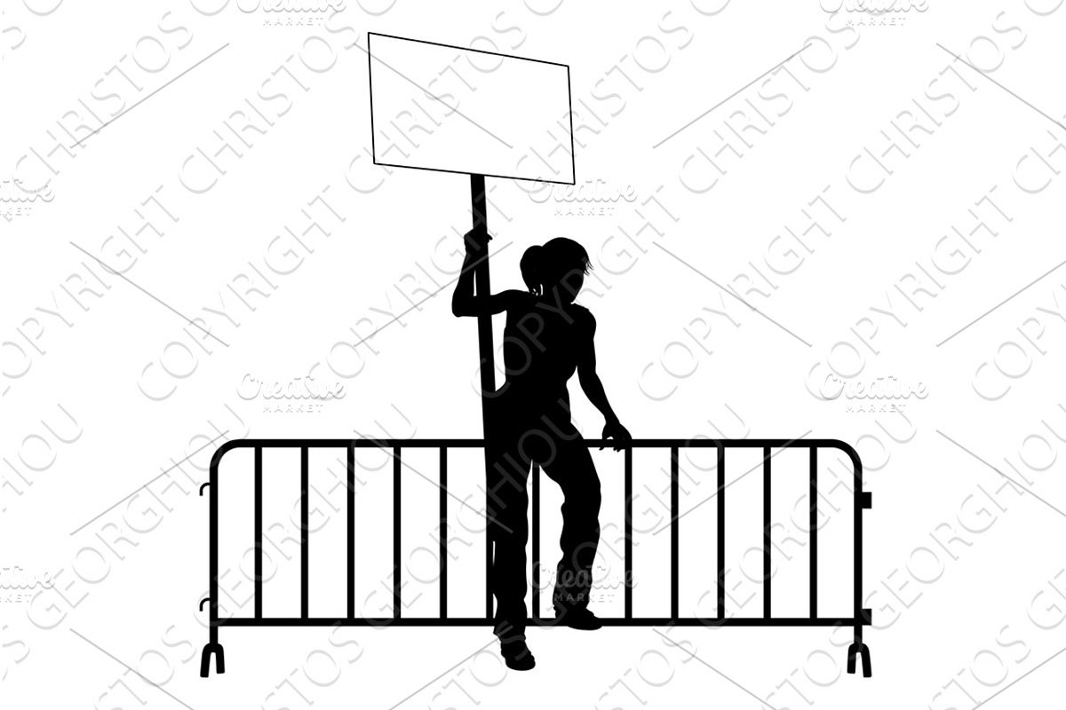 Protest Rally March Picket Sign, a Person Illustration by Christos Georghiou