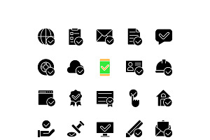 Checkmark black glyph icons set, an Icon by IMG Visuals