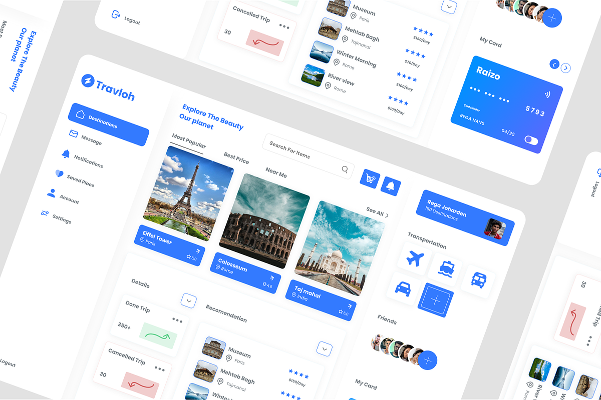 Travel Booking Admin Dashboard, an UI Kit Template by SquidPixey (Photo 3 of 5)