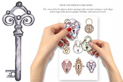 Watercolor Vintage Key Set, a Decorative Illustration by MayaNavits (Thumbnail 3 of 12)