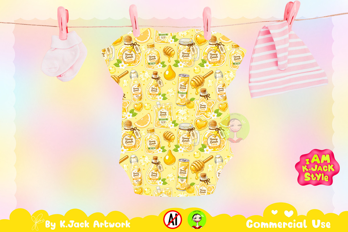 Cute Honey Lemon Soda Seamless, a Background Graphic by K.JackArtwork (Photo 5 of 8)