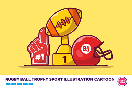 Rugby Ball Trophy Sport Illustration, a Sport Illustration by Catalyst Labs
