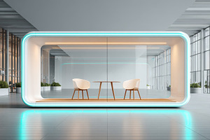 Sleek modern office meeting pod, a Business Photo by AlyaAnd