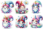 Watercolor Unicorn Gnome Clipart, an Illustration by Sublimation Artist (Thumbnail 3 of 6)