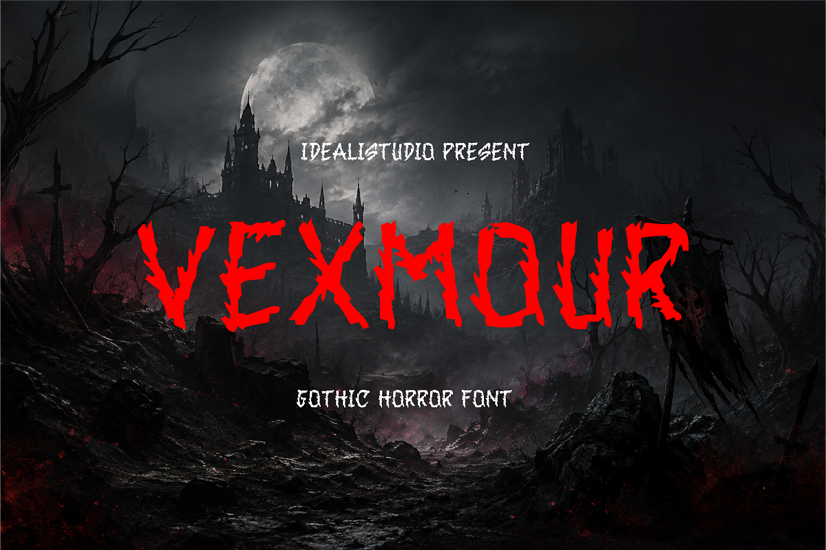 Vexmour – Gothic Horror Font, a Blackletter Font by idealistudio (Photo 1 of 5)