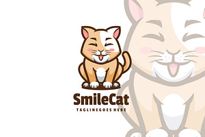 Smile Cat Mascot Cartoon Logo., a Design Template by ModalTampang