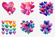Watercolor Hearts Clipart, an Illustration by Designworld (Thumbnail 2 of 6)