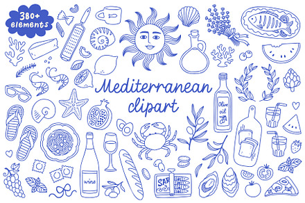 Mediterranean Clipart, an Object Illustration by spirka.art