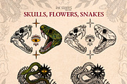Skulls, Flowers and Snakes | Vintage, a Decorative Illustration by Ink Stories (Thumbnail 6 of 12)