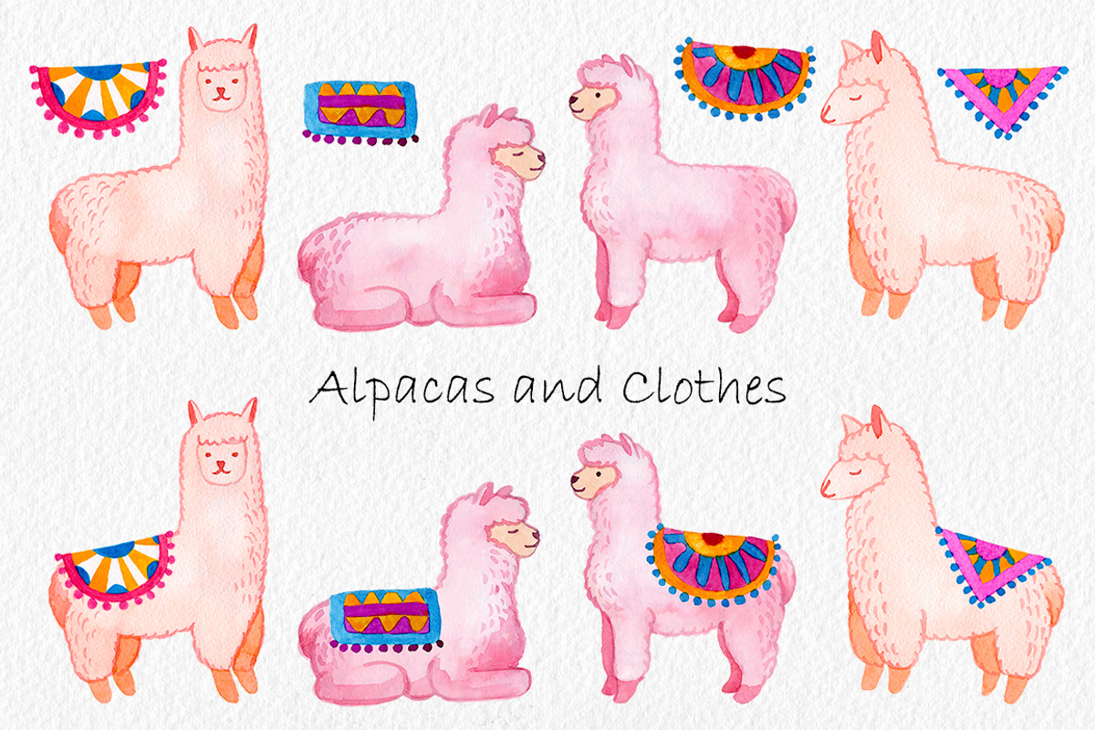 Alpaca Animal. Watercolor Cactus, an Object Graphic by Slastick (Photo 2 of 6)