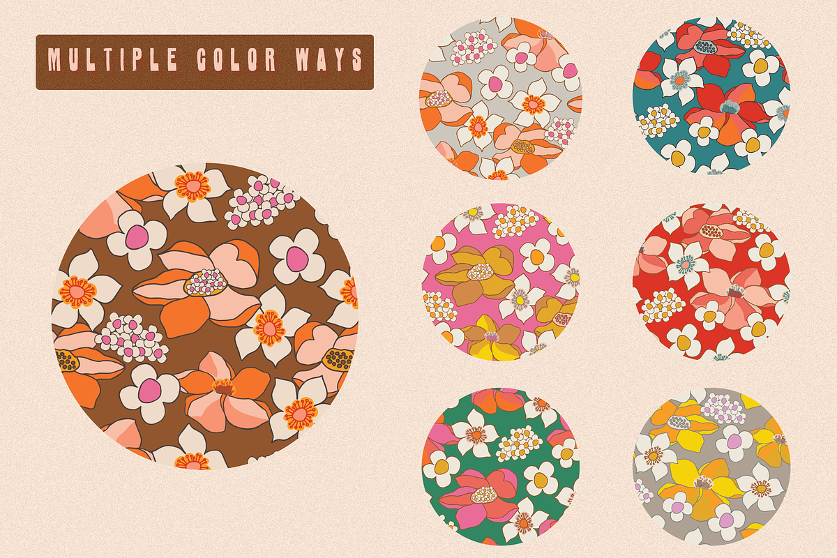 70s RETRO FLORAL PATTERN SET, a Pattern Graphic by Lauren Lesley Studio (Photo 10 of 16)
