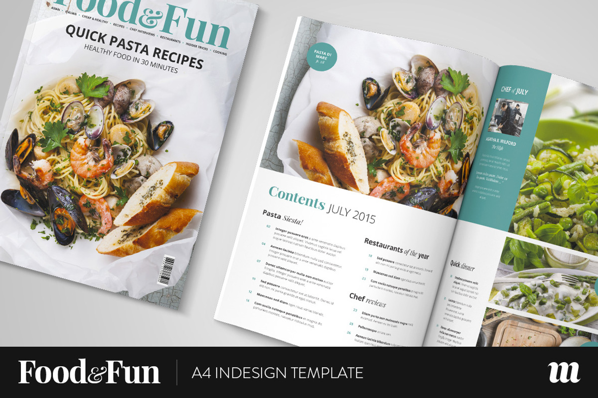 Food&Fun Magazine InDesign Template, a Magazine Template by Mate Toth (Photo 1 of 5)