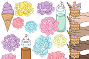 Ice Cream Cone Clipart, a Food Illustration by GlamArtZhanna (Thumbnail 5 of 5)