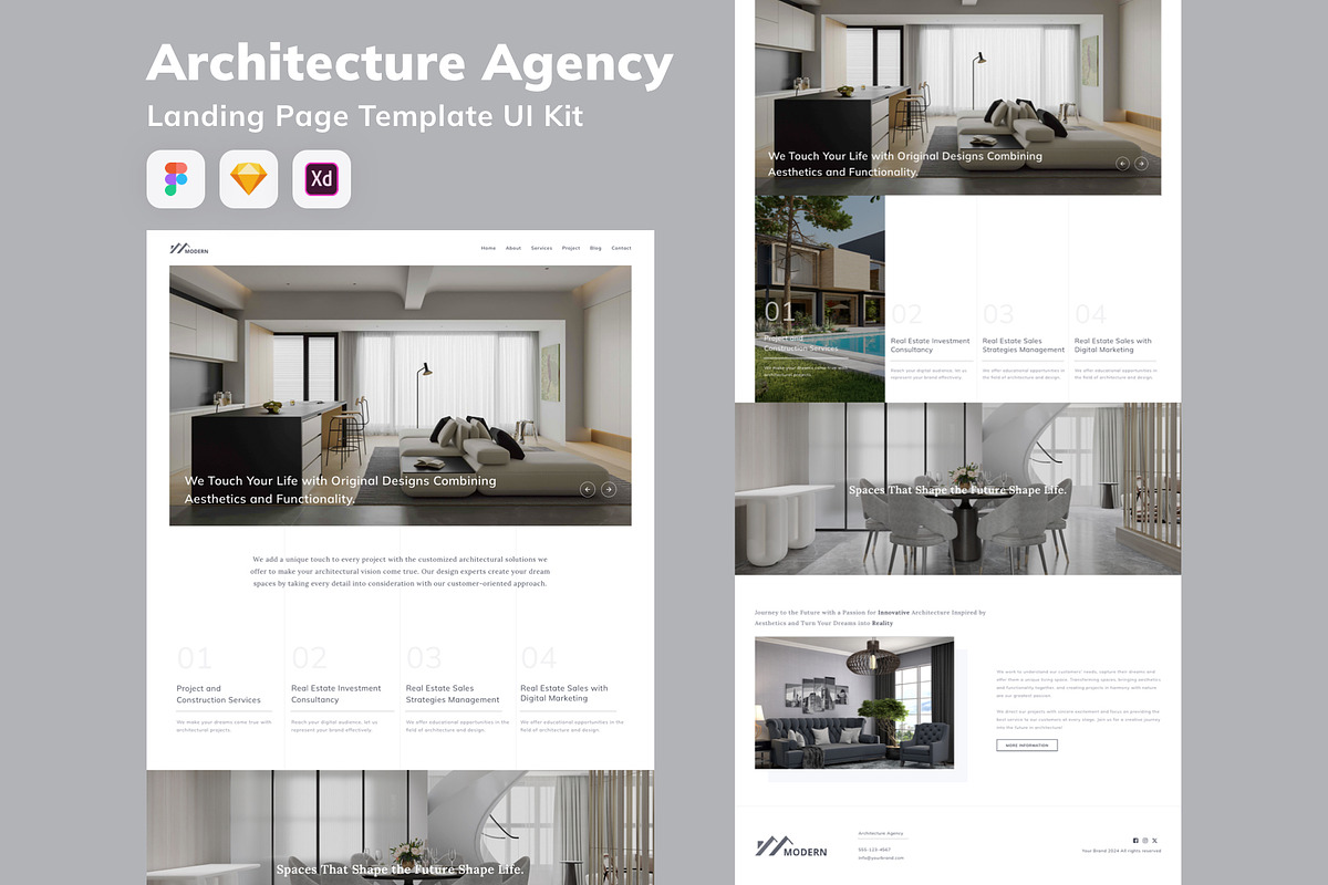 Architecture Agency Landing Page, an UI Kit Template by Betush