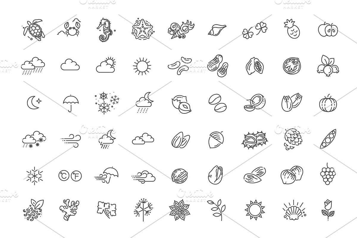 Big natural icon set, an Outline Icon by Tettygreen (Photo 3 of 4)