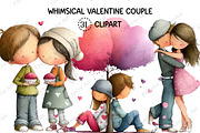 Whimsical Valentine Couple Clipart, an Illustration by Creative Art (Thumbnail 1 of 9)