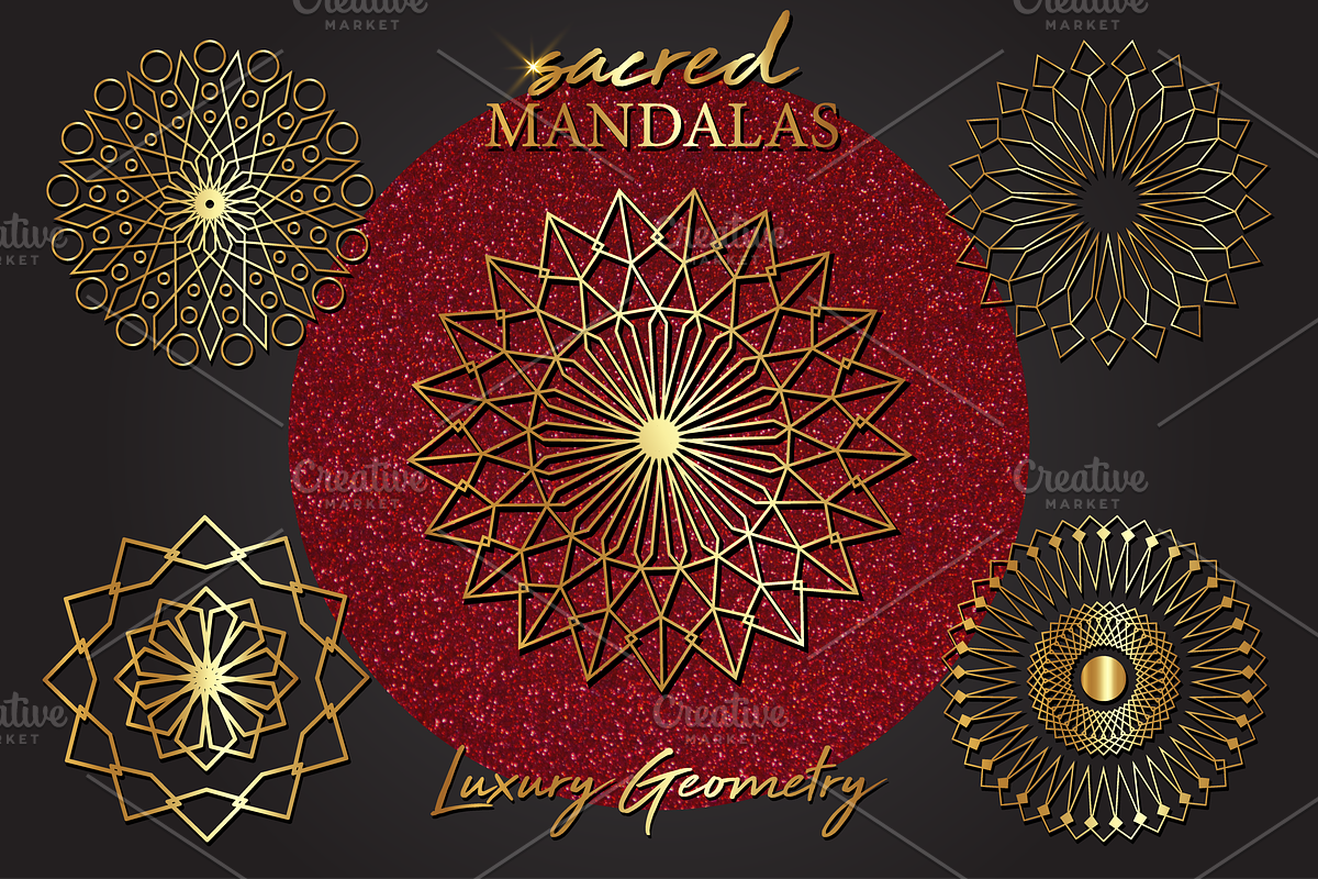 Sacred Mandalas Gold Luxury set, an Object Graphic by GraphicRedStudio (Photo 3 of 10)
