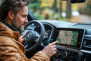 Man using GPS navigation system in c, a Photo by Tanuart